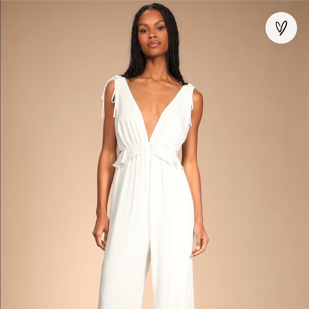 LuLus white backless jumpsuit